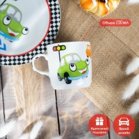 Набор детской посуды из керамики Доляна &laquo;Светофор&raquo;, 3 предмета: кружка 230 мл, миска 400 мл, тарелка d=18 см