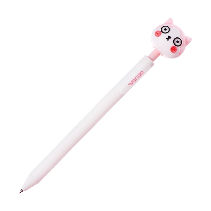 Ручка гелевая прикол Calligrata "Котик" автоматическая, узел 0.5 мм, синие чернила, белая