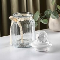 Банка стеклянная для хранения сыпучих продуктов Доляна &laquo;Ёжик в золотом&raquo;, 950 мл, 11&times;20 см, с керамической крышкой