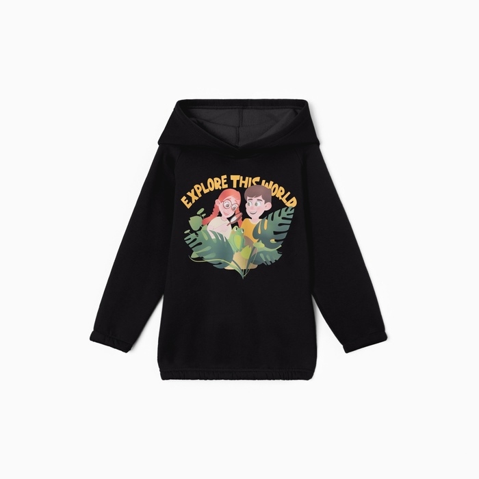 Толстовка (худи) детская MINAKU: Exclusive print, цвет чёрный, Oversize рост 104см Толстовка (худи) детская MINAKU: Exclusive print, цвет чёрный, Oversize рост 104см