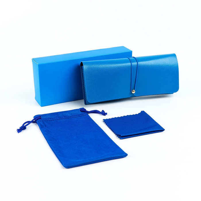 Набор для очков: футляр, чехол, салфетка, синий Набор для очков: футляр, чехол, салфетка, синий