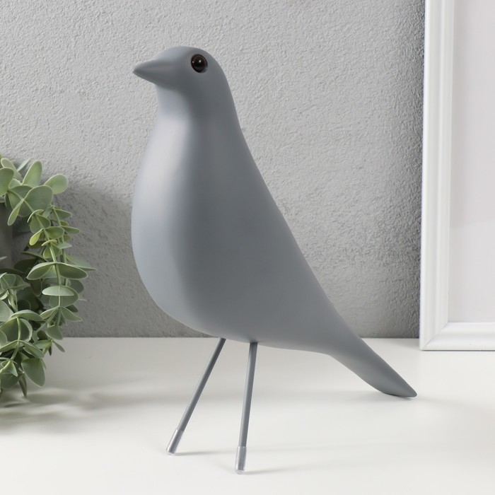 Сувенир полистоун "Птица" серая 28х23,5 см