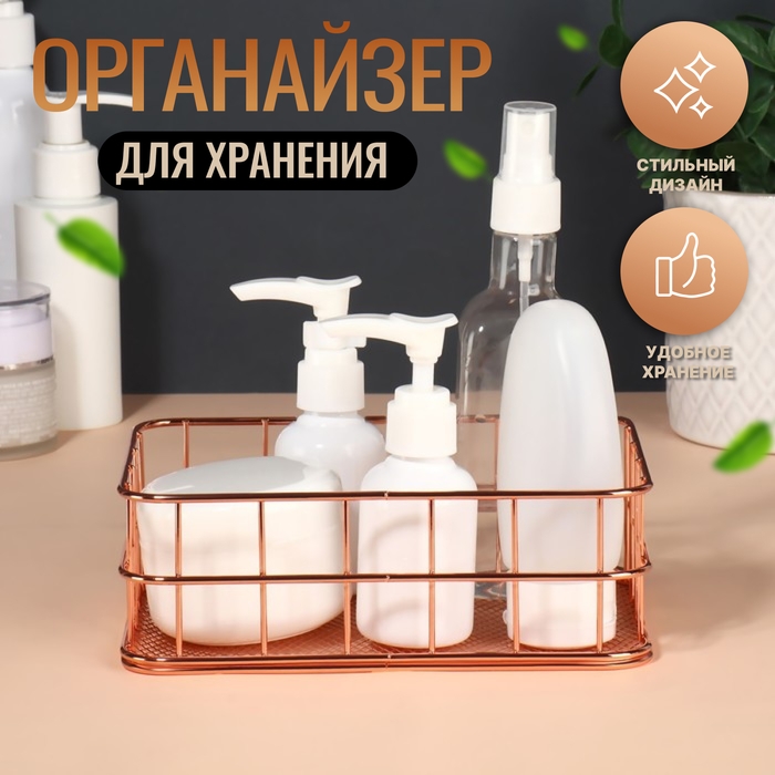 Органайзер для хранения косметических принадлежностей &laquo;РАФАЭЛЬ&raquo;, 17 &times; 12 &times; 5,7 см, цвет бронзовый