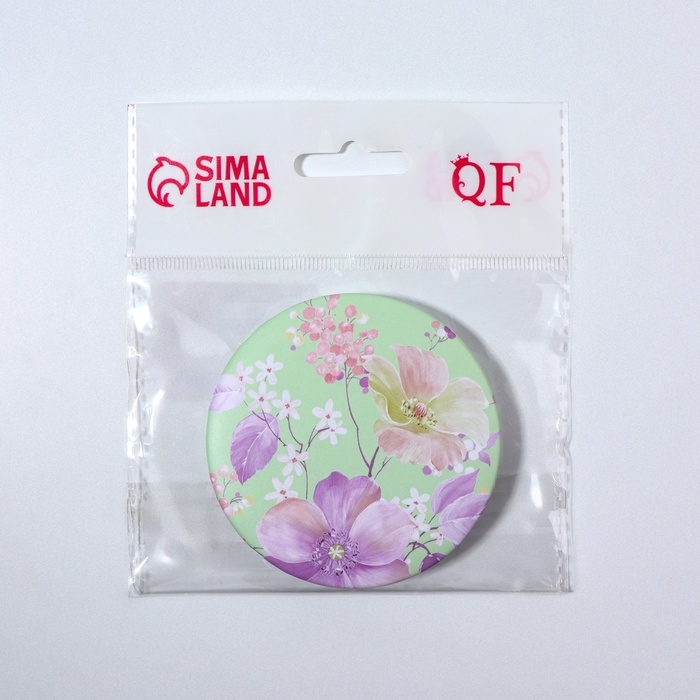 Зеркало складное &laquo;Цветы&raquo;, d = 7,5 см, цвет зелёный