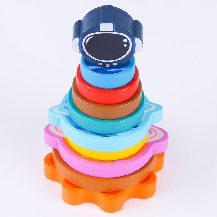 Деревянная пирамидка &laquo;Космос&raquo;, 16 см