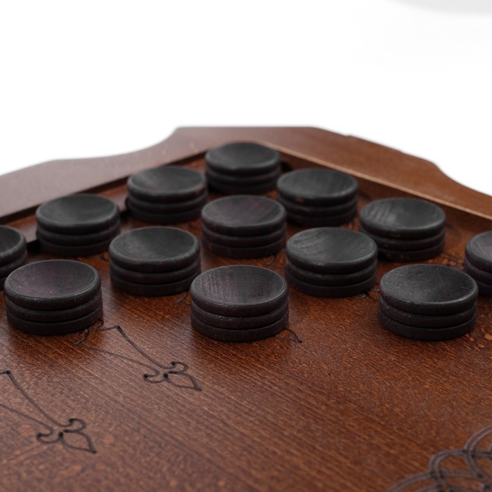 Нарды деревянные большие, резные, настольная игра Нарды деревянные большие, резные, настольная игра "Герб", бук, патина, 60 х 60 см