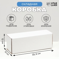 Коробка складная под бутылку, без печати, белая, 12 х 33,6 х 12 см, Коробка складная под бутылку, без печати, белая, 12 х 33,6 х 12 см,