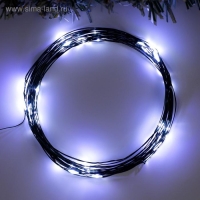 Гирлянда &laquo;Нить&raquo; 5 м роса, IP20, зелёная нить, 50 LED, 2 режима, батарейки AAх3 (нет в комплекте), свечение белое