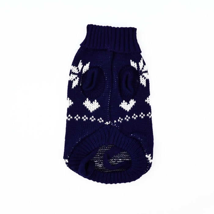 Одежда для собак. Свитер вязаный с орнаментом &laquo;Новогодний&raquo;, синий, размер M