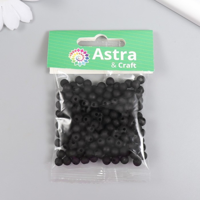 Набор матовых бусин Набор матовых бусин "Астра" 6 мм, 20 гр, чёрный