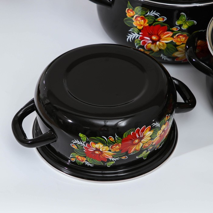 Набор кастрюль &laquo;Дуновение-1&raquo;, 3 предмета: 2 л, 3 л, 4 л, d=20,5/23/26 см, эмалированные крышки, индукция