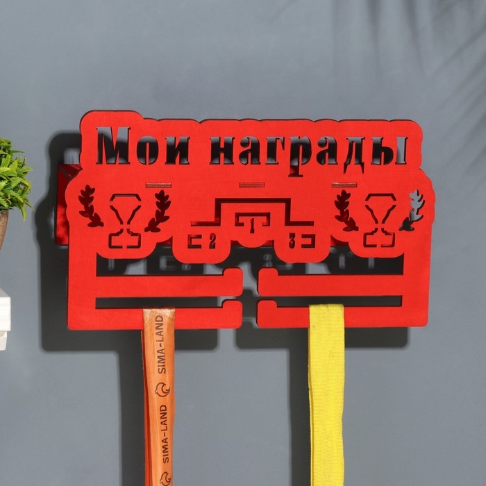 Медальницы с полкой Медальницы с полкой "Мои награды" красный цвет, 19х29 см