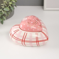 Шкатулка керамика "Розовое сердце в горошек, в клеточку" 15,7х15,3х8,2 см Шкатулка керамика "Розовое сердце в горошек, в клеточку" 15,7х15,3х8,2 см