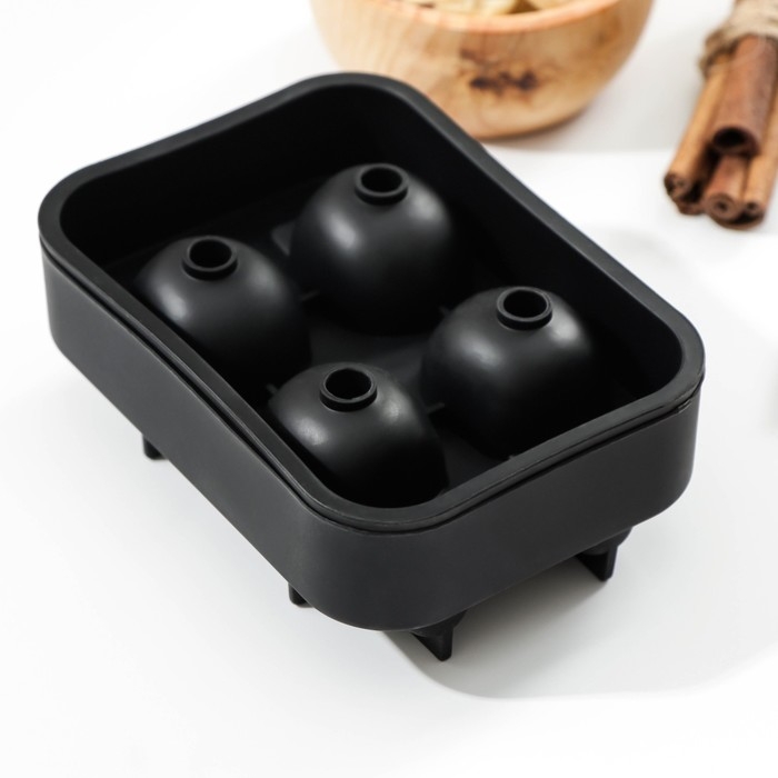 Форма для льда «Череп», силикон, 11×8×4,5 см, 4 ячейки (4,4×2,7 см), цвет чёрный Форма для льда «Череп», силикон, 11×8×4,5 см, 4 ячейки (4,4×2,7 см), цвет чёрный