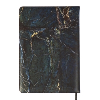 Ежедневник недатированный A5 136 листов, кожзам deVENTE. Marble, твердая обложка с поролоном, перфорация, ляссе, блок 70, черный