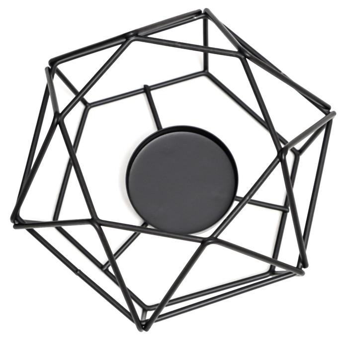 Подсвечник металл на 1 свечу Подсвечник металл на 1 свечу "Тетраэдр" чёрный 7х15х13,5 см