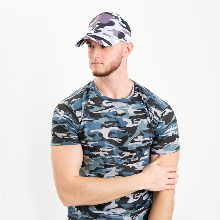Футболка мужская камуфляж пятна, цвет серо-голубой, размер 46 Футболка мужская камуфляж пятна, цвет серо-голубой, размер 46