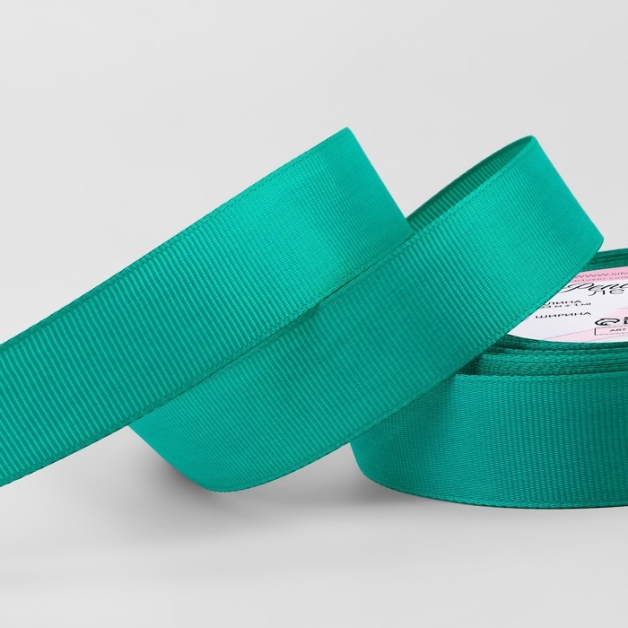 Лента репсовая, 25 мм, 23 &plusmn; 1 м, цвет изумрудный №209