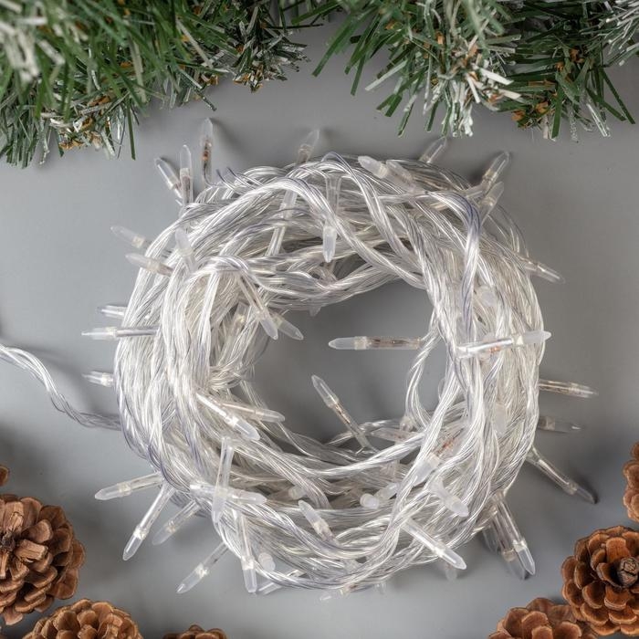 Гирлянда &laquo;Нить&raquo; 10 м с насадками &laquo;Игла&raquo;, IP20, прозрачная нить, 100 LED, свечение синее, 8 режимов, 220 В