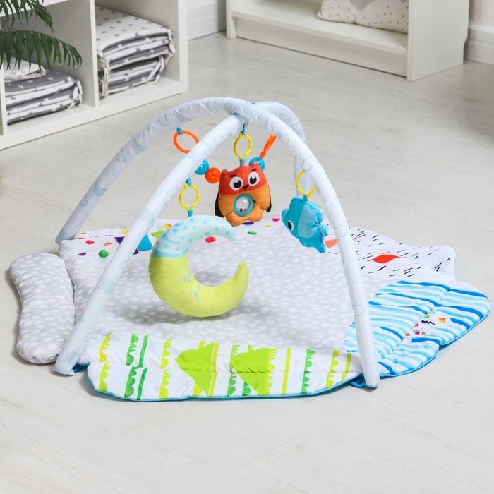 Развивающий коврик &laquo;Совушка&raquo;, подушечки, с дугами, 84х82х0,5