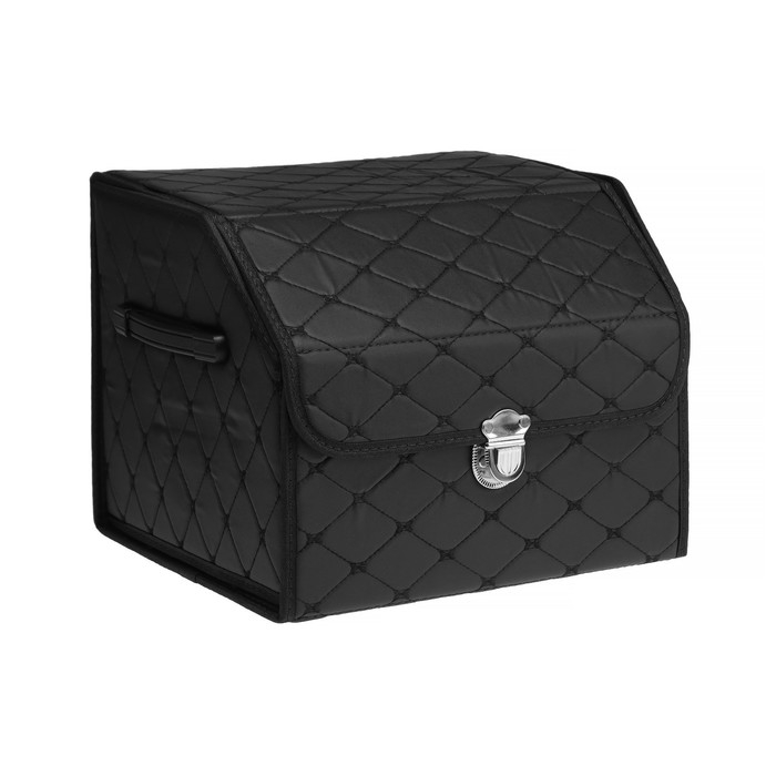 Органайзер кофр в багажник автомобиля HT-093, саквояж 36&times;32&times;29 см, экокожа, черный