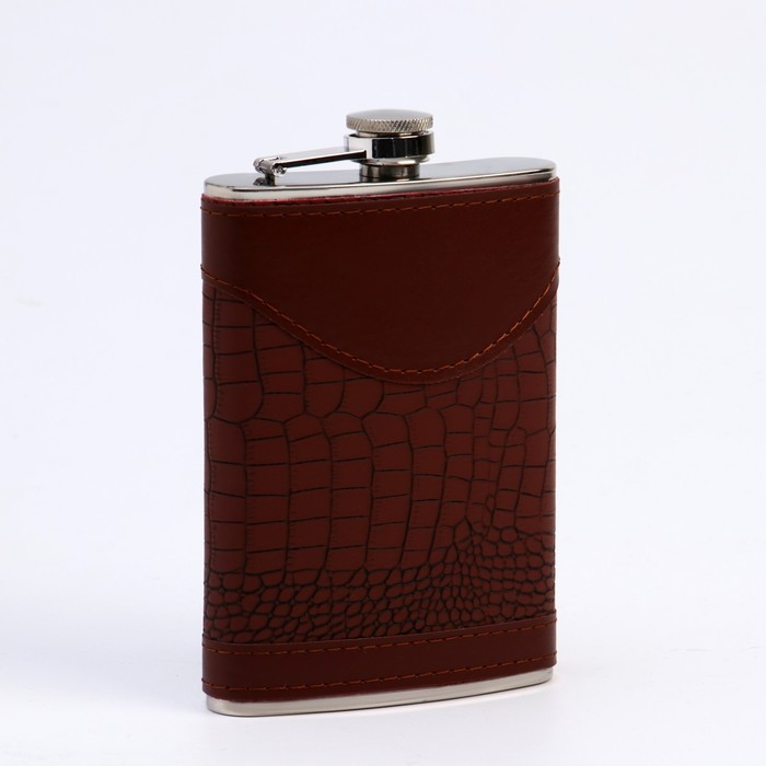 Подарочный набор 6 в 1: фляжка 270 мл, воронка, 4 рюмки, коричневый, 17 х 21 см