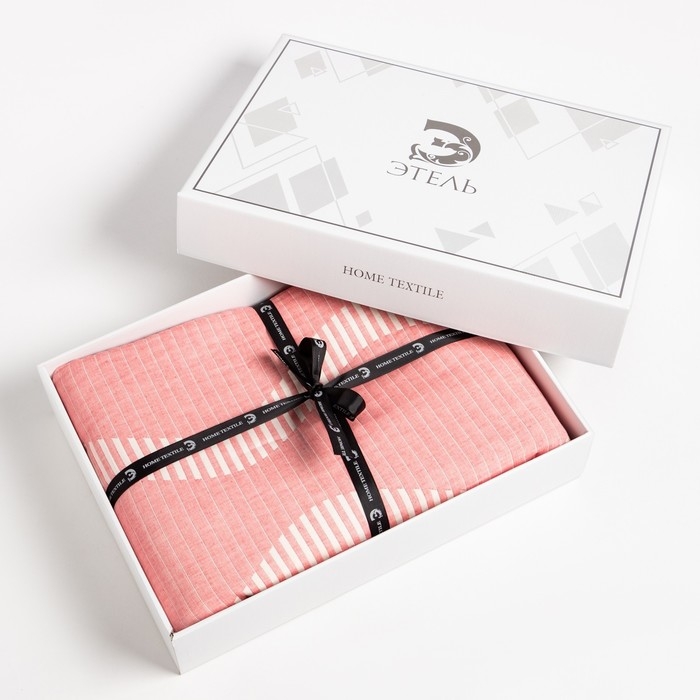 Покрывало хлопковое Этель &laquo;Волны&raquo; 180х240&plusmn;5 см, цвет розовый, 100%хлопок, 300гр/м2