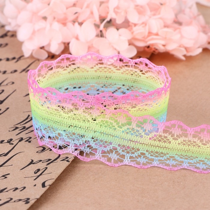 Кружево капроновое &laquo;Радуга нежная&raquo;, 28 мм &times; 10 &plusmn; 1 м, цвет разноцветный №2