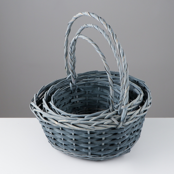 Набор корзин плетеных, 36 x 36 x 14 x 37см/30 x 30 x 12.5 x 32см/25x25x11x28см, ива