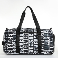 Сумка спортивная на молнии, отдел для обуви, 2 наружных кармана, длинный ремень, средний размер, цвет чёрный/белый Сумка спортивная на молнии, отдел для обуви, 2 наружных кармана, длинный ремень, средний размер, цвет чёрный/белый