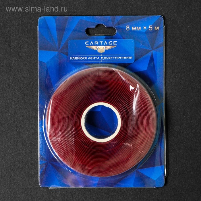 Клейкая лента Cartage, прозрачная, двусторонняя, акриловая, 8 мм × 5 м Клейкая лента Cartage, прозрачная, двусторонняя, акриловая, 8 мм × 5 м