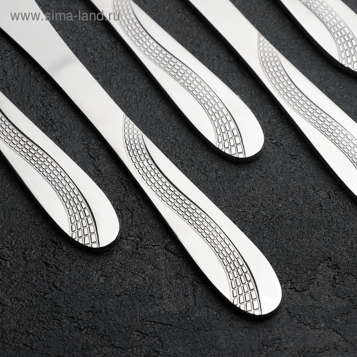 Набор столовых приборов из нержавеющей стали &laquo;Водопад&raquo;, 24 предмета, на подставке, цвет серебряный