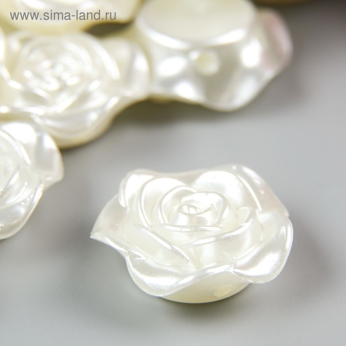 Декор для творчества пластик Декор для творчества пластик "Роза" жемчужный набор 30 шт 1,8х1,8 см