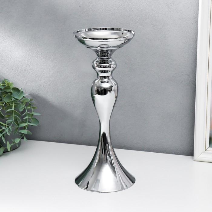 Подсвечник металл на 1 свечу Подсвечник металл на 1 свечу "Изящный" серебристый 32х13х13 см