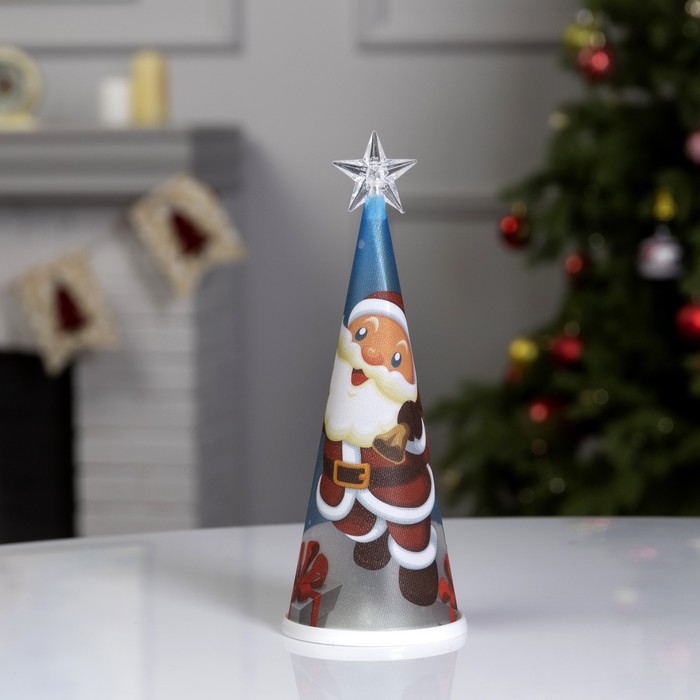 Светодиодная фигура &laquo;Ёлка с Дедом Морозом&raquo; 7.5 &times; 21 &times; 7.5 см, пластик, батарейки CR2032х1 (в комплекте), свечение мульти