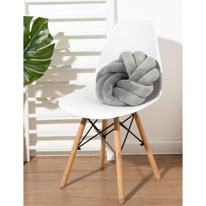 Подушка-узел &laquo;Этель&raquo;, d=33см, цвет тёмно-серый, велюр