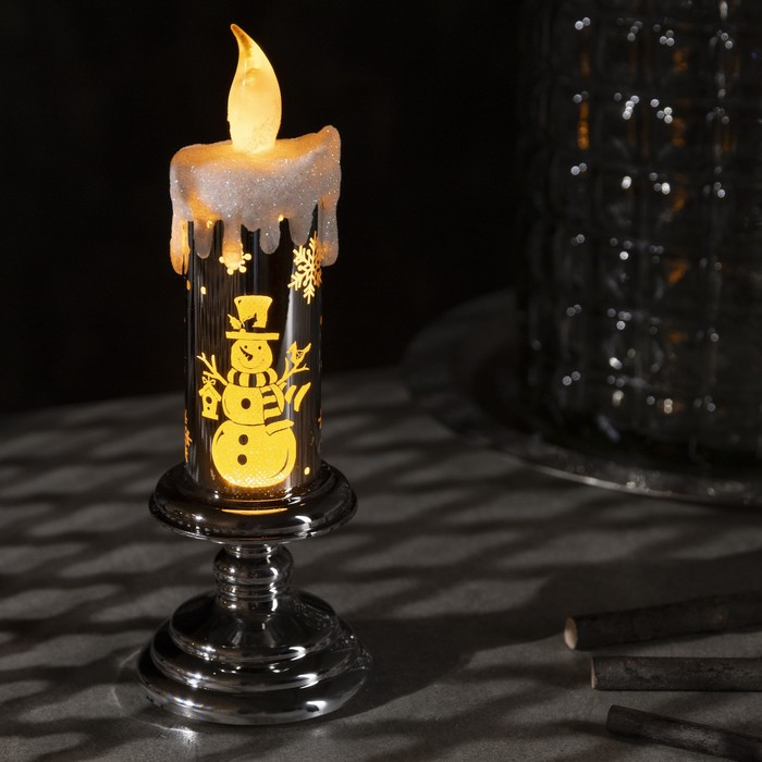Светодиодная фигура «Свеча со снеговиком» 7 × 20 × 7 см, пластик, батарейки АААх2 (не в комплекте), свечение тёплое белое Светодиодная фигура «Свеча со снеговиком» 7 × 20 × 7 см, пластик, батарейки АААх2 (не в комплекте), свечение тёплое белое