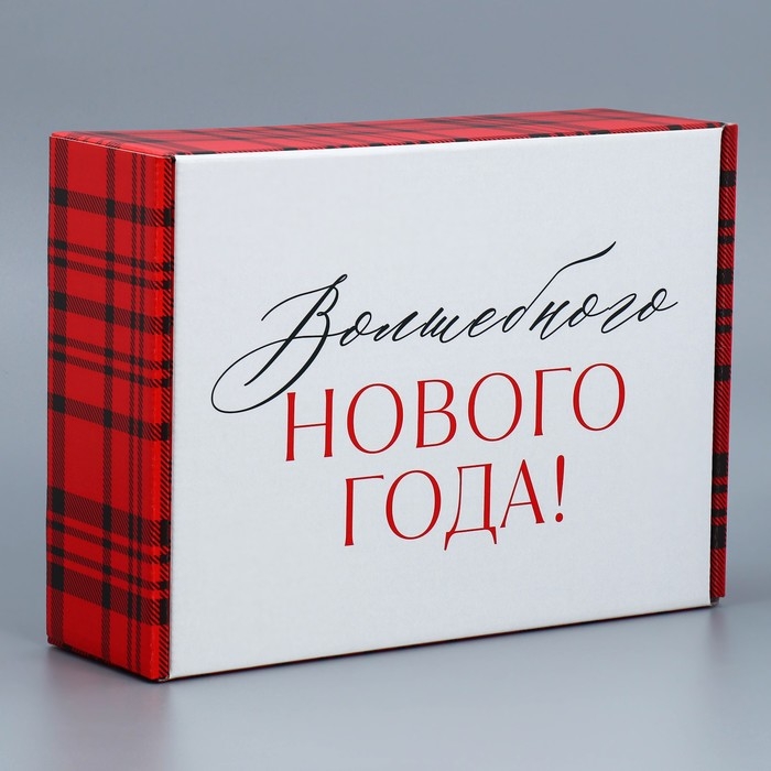 Коробка подарочная новогодняя складная &laquo;Клетка&raquo;, 30,7 х 22 х 9,5 см, Новый год