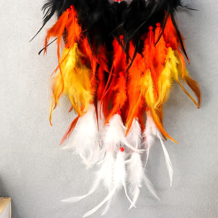 Ловец снов "Паутинка" чёрно-жёлто-оранжевый d=18 см 68х18 см