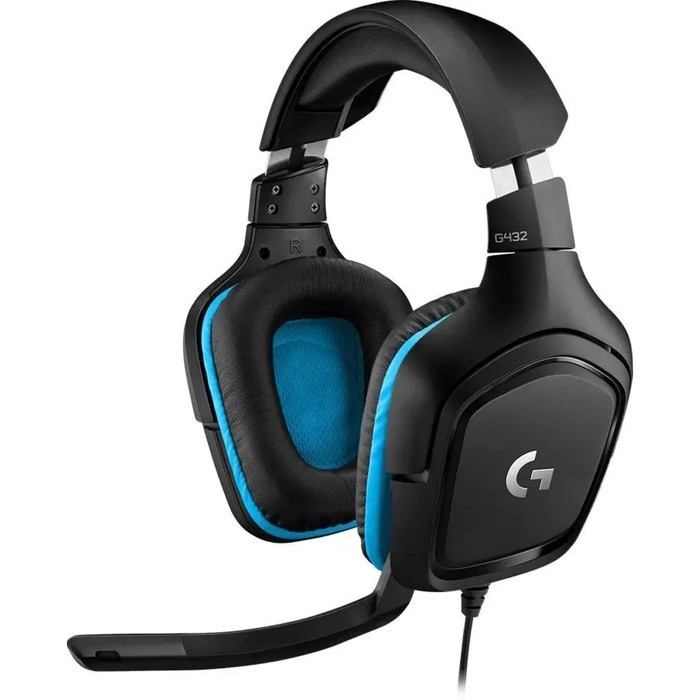 Наушники LOGITECH G432, игровые, микрофон, 2 м, чёрные