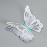 Магнит пластик светится в темноте "Серые бабочки" двойные крылья набор 12 шт Магнит пластик светится в темноте "Серые бабочки" двойные крылья набор 12 шт