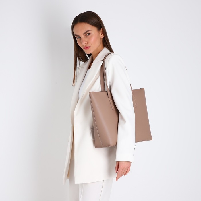 Сумка-шопер женская, TEXTURA, большой размер, цвет бежевый