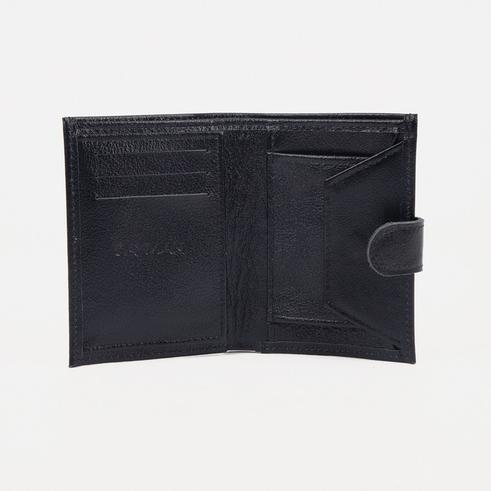 Портмоне мужское на кнопке, отдел для автодокументов, цвет чёрный