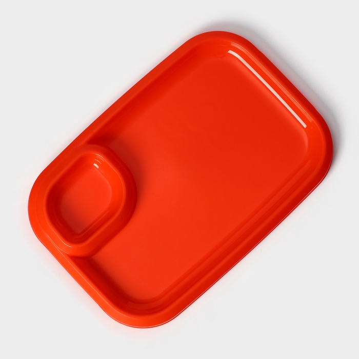 Блюдо для шашлыка с соусницей 30,3×21×2,5 см, цвет оранжевый Блюдо для шашлыка с соусницей 30,3×21×2,5 см, цвет оранжевый