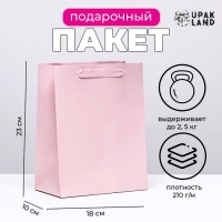 Пакет ламинированный &laquo;Розовый&raquo;, MS 18 &times; 23 &times; 10 см