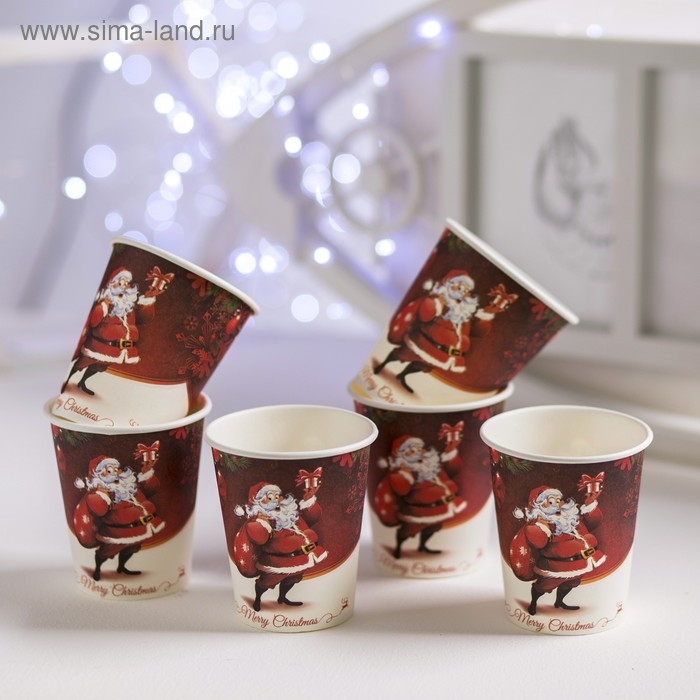 Стакан бумажный «Дед Мороз с подарками», набор 6 шт. Стакан бумажный «Дед Мороз с подарками», набор 6 шт.