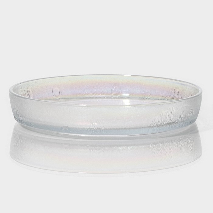 Набор тарелок стеклянных &laquo;Космос&raquo;, 4 предмета: 2 тарелки 18,5&times;5,5 см, 2 тарелки 19,8&times;3,5 см, цвет перламутровый