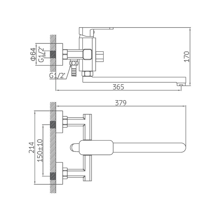 Смеситель для ванны Accoona A7122F, силумин, картридж 35 мм, излив 30 см, черный Смеситель для ванны Accoona A7122F, силумин, картридж 35 мм, излив 30 см, черный