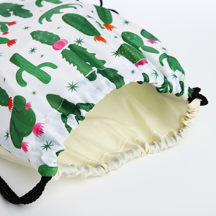 Мешок для обуви на шнурке, цвет белый/зелёный