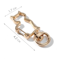 Карабин металлический &laquo;Кошка&raquo;, 42 &times; 17 мм / 8 &times; 2,2 мм, 5 шт, цвет золотой